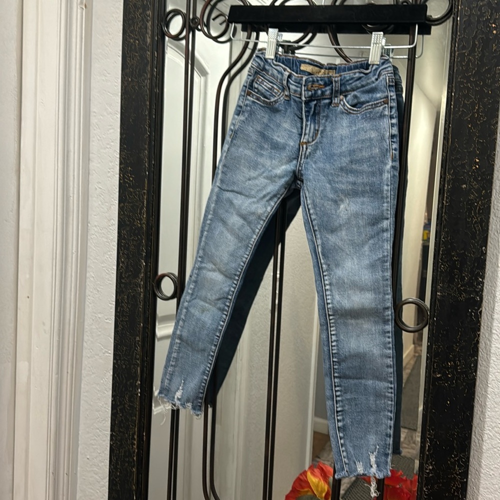 Joes Jeans Kids Girls Size 8Distressed Raw Hem Stretch Slim Jeans